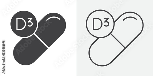 Vitamin D3 icon Line graphics illustration