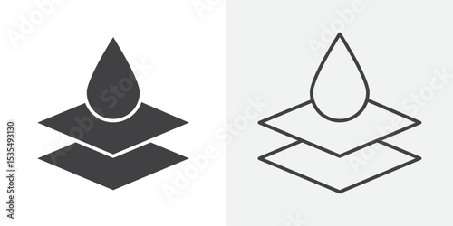 Water repellent surface icon Line graphics illustration