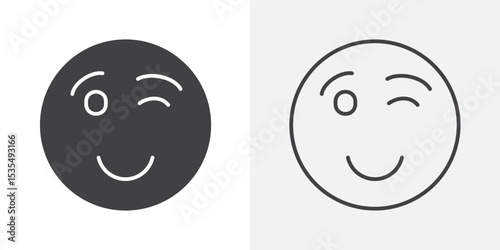 Winking eye icon Line graphics illustration