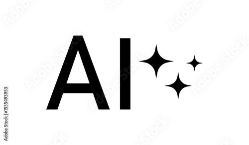 Generative AI logo icon magic sparkle stars symbol , Artificial intelligence sign. Vector ai generated icon button