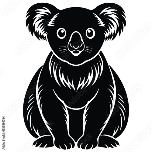 Wallpaper Mural Silhouetted portrait of a cute koala bear sitting facing forward against a white background Torontodigital.ca