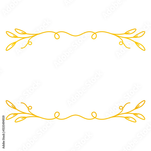 Gold curved leaf vine text frame
