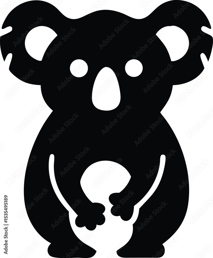 Fototapeta premium Simple black and white vector illustration of a friendly koala bear mascot