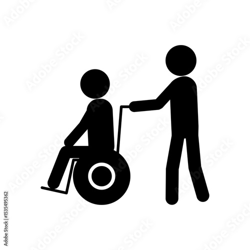 介護イラスト　車椅子を押す人　