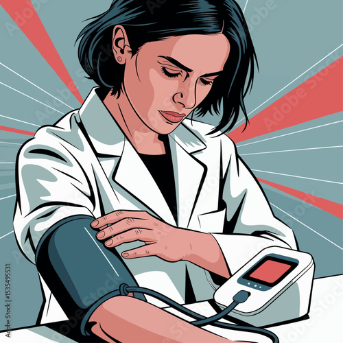 Woman Blood Pressure Check Health Monitoring Medical Device