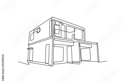  Construction concept. Single line draw design. Vector graphic illustration