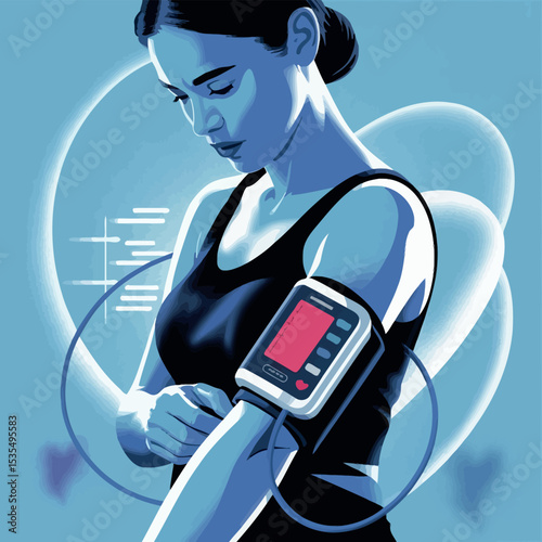 Woman Blood Pressure Check Health Monitoring Medical Device