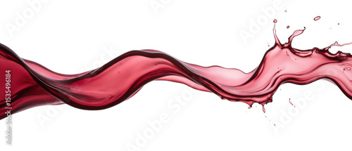 Vibrant red liquid flows gracefully, creating dynamic shapes and splashes against transparency background, evoking sense of energy and movement