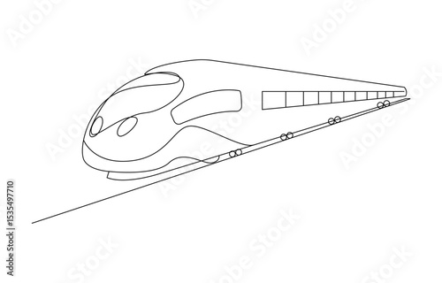 Modern High-Speed Train in Continuous Line Art