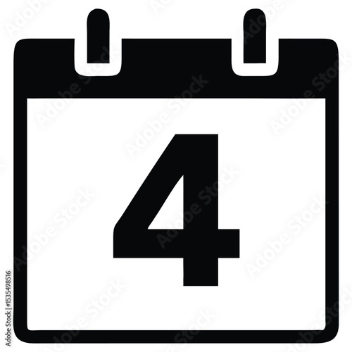 Fourth date calendar icon illustration for appointment reminder and event organization design silhouette