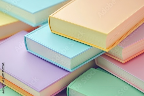 Ultra Hd Image of Illustration of Pastel Colored Books Piled Up 3D Rendering