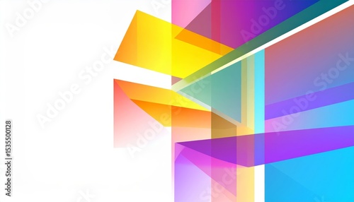 Cover template with vibrant perspective geometric prism shapes