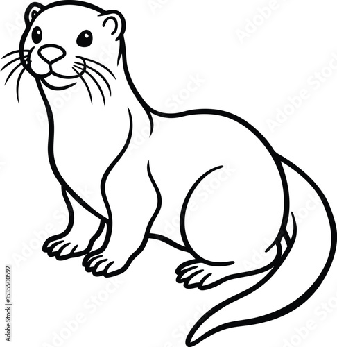 Otter black silhouette on white background 