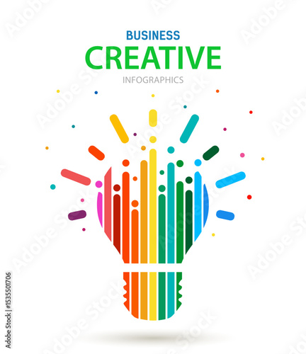 Rainbow abstract light bulb on a white background. creative