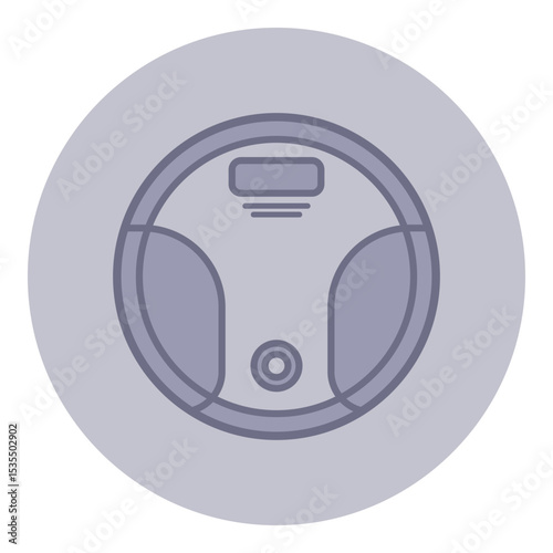 Modern line icon representing smart cleaning device against light background. Streamlined design perfect for tech and home automation themes