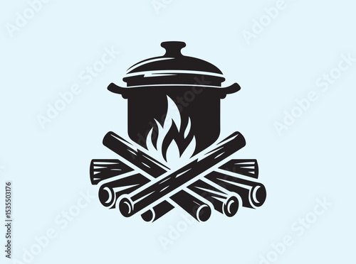 Hot pot with closed top and side handle cooking on natural fire