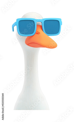 Cartoon goose with sunglasses and long neck