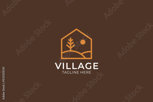 Logo House Village Nature Cottage Countryside Home Natural View