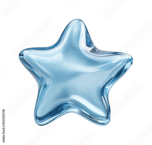 Shiny blue glass star with reflective surface