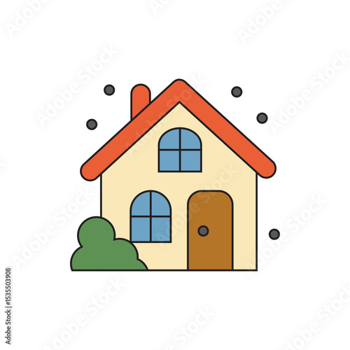 Charming Country Cottage House Icon Rural Home Illustration