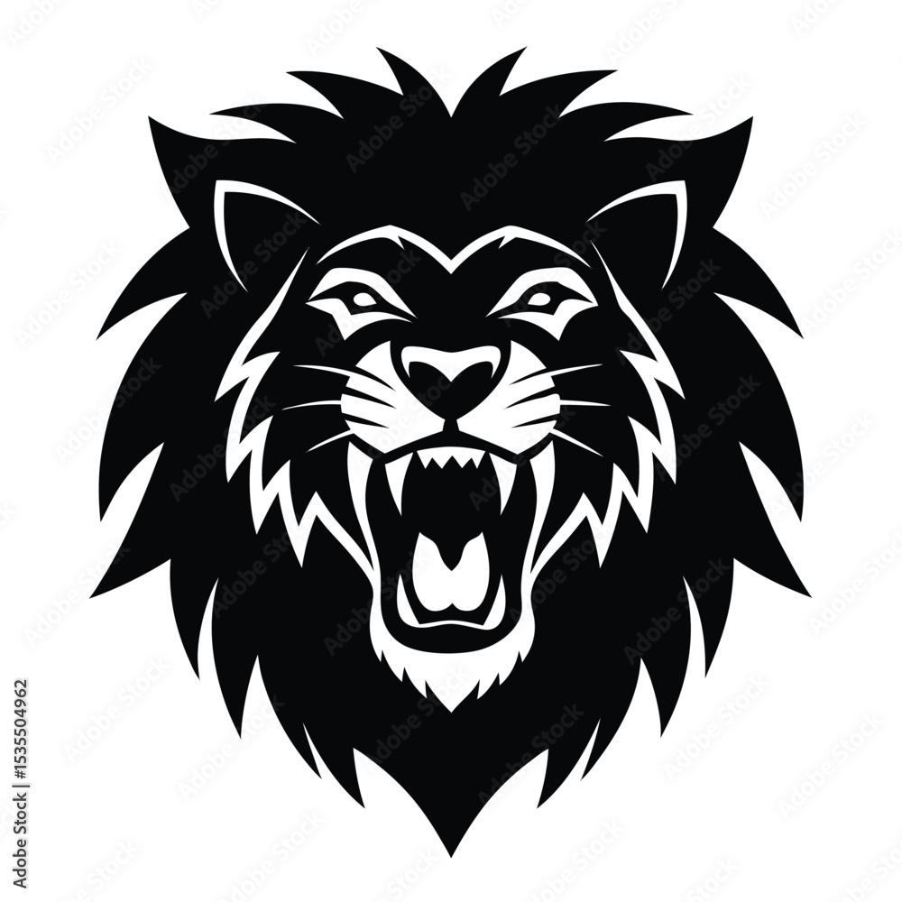 Obraz premium Lion head silhouette logo emblem graphic vector design
