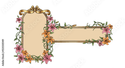 Elegant Floral Framed Label Ornament with Delicate Details for Wedding Invitations and Stationery