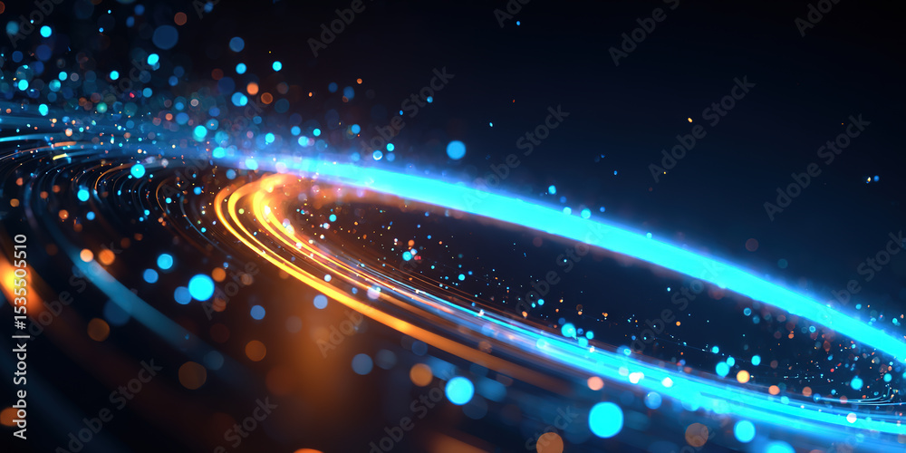 Fototapeta premium Glowing rings abstract technology background