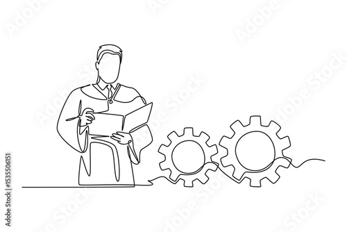 public service concept. Single line draw design. Vector graphic illustration