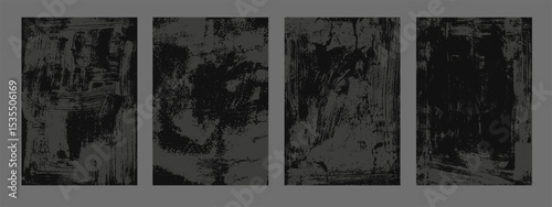 Rough grunge background. Black, grey dirty surface. Old wall imitation. Vector illustration. Brush strokes texture. 