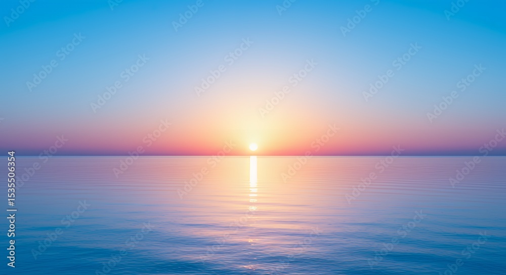 Obraz premium Calm Ocean Sunset with Vibrant Colors Reflecting on Gentle Waves