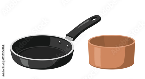 Frying Pan and Baking Dish Two Common Pieces Of Kitchen Cookware Items