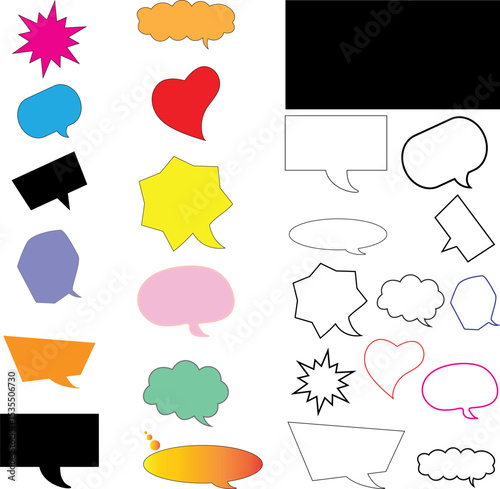 set of vector colorful blank speech bubbles, liner for message.