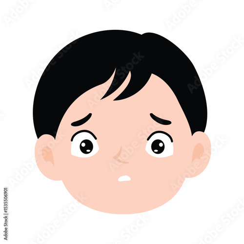 kawaii ugly face expression boys element. Male Character Radiates Joy Through the Smile, Furrow Brows, Angry, Fall in Love , Shocked And A Serene Expression