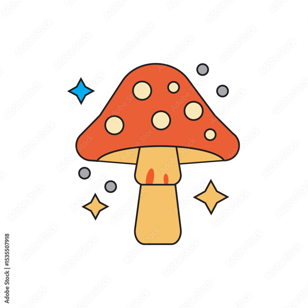 Whimsical Red Mushroom Illustration Enchanting Fungi Art Whimsical Red Mushroom Illustration Enchanting Fungi Art