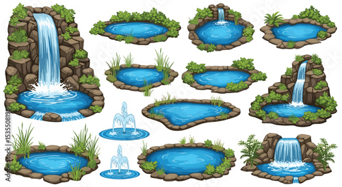 Serene Aquatic Escapes A Collection of Ponds Waterfalls and Calm Pools