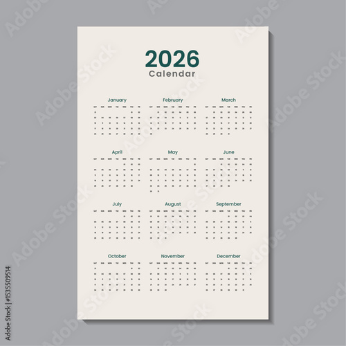 Elegant Minimal Wall Calendar Design 2026