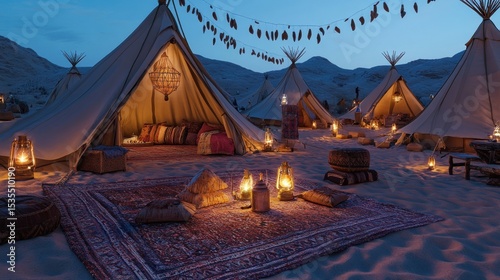 Enchanting Desert Oasis: A Luxurious Glamping Experience Under the Twilight Sky