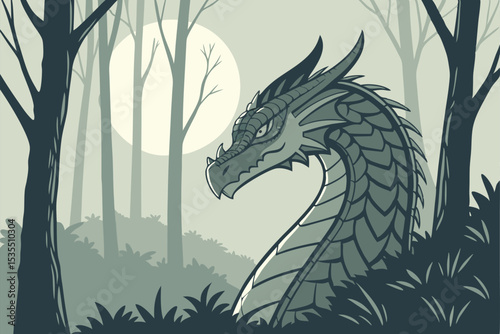 A powerful black-and-white dragon illustration, a symbol of ancient Asian mythology and culture, emerges from the dark as a striking tattoo design
