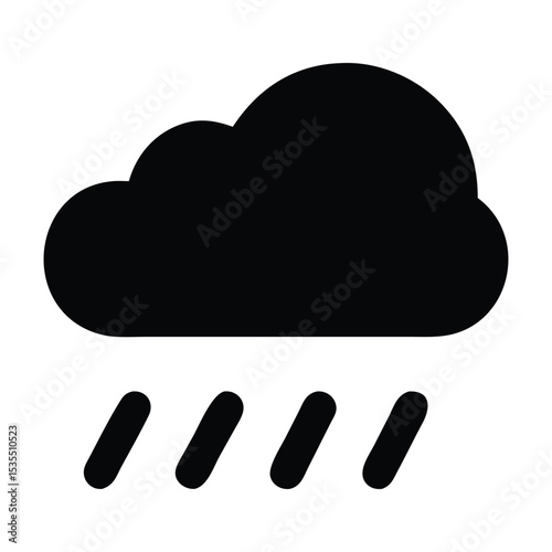Silhouette of dark, heavy rain clouds, suggesting an impending or ongoing downpour. Perfect for conveying stormy weather or a dramatic monsoon sky. Vector.