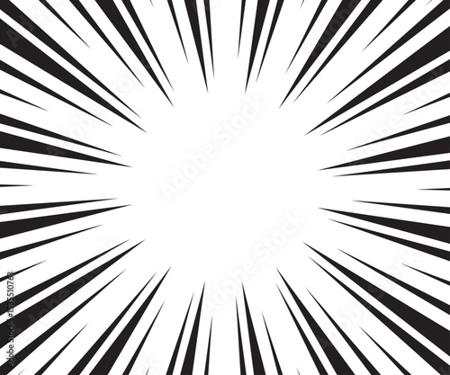 Manga comic explosion, motion or movement effect, vector background. Manga anime cartoon radial speed lines and abstract pattern for comic book burst, flash ray or explode bang action