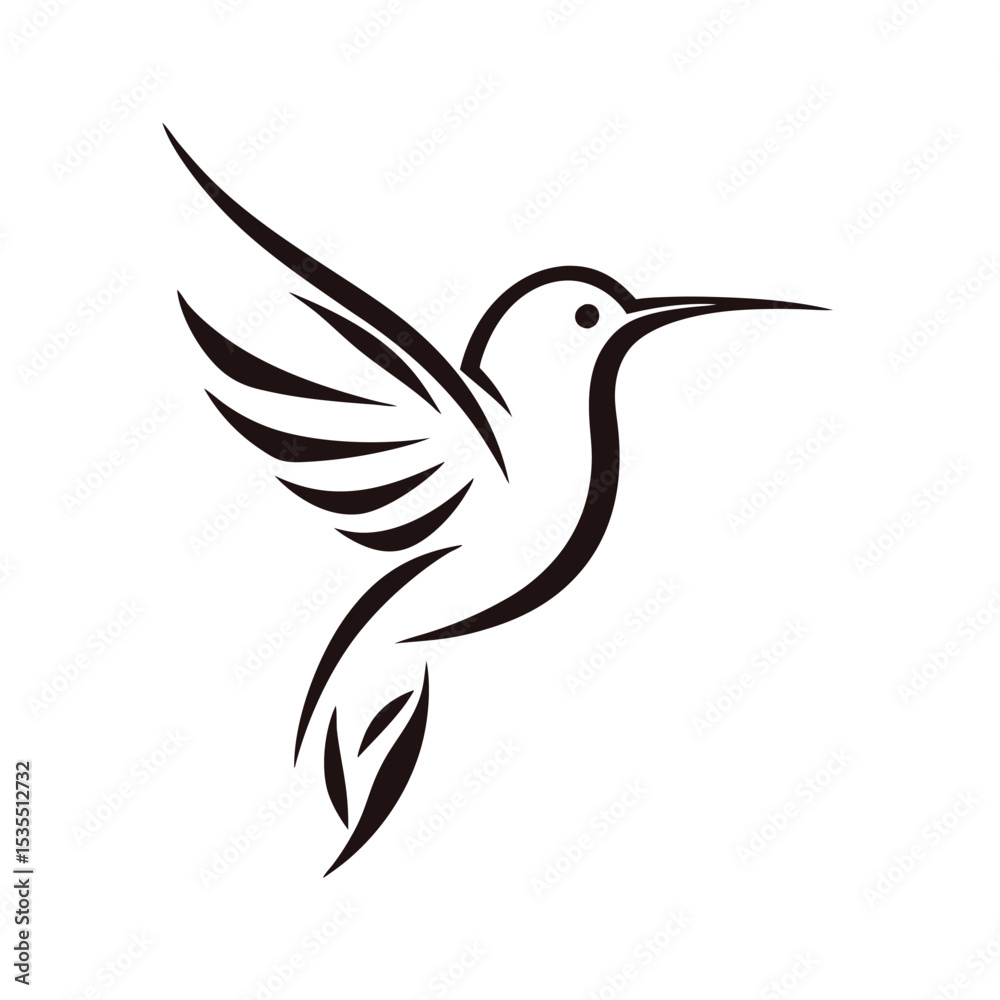 Fototapeta premium Minimalist Elegant Line Art Hummingbird Logo Vector.