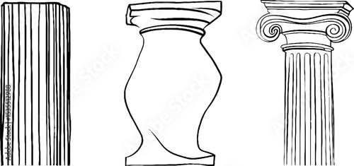 Classical architecture line art: column designs for decoration and education