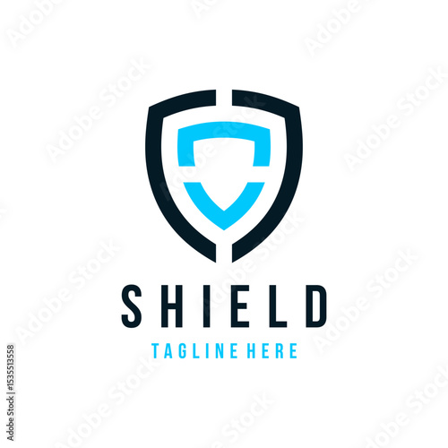 Modern shield logo with abstract geometric elements
