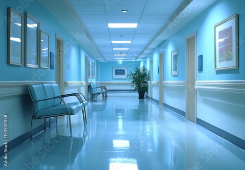 A clean and well-lit hallway in a nursing home environment