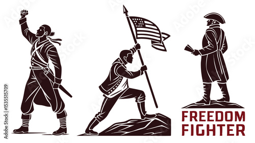 freedom-fighter-poster-set---vector-silhouettes-of.eps
