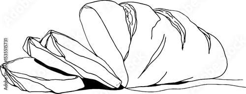 Rustic bread line art illustration set for kitchen decor and culinary design projects