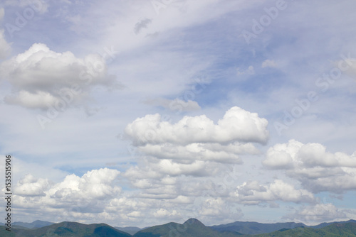 Beautiful mountains and blue sky in the morning atmosphere