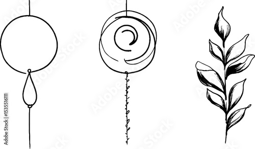Minimalist line art collection featuring mirror axis and nature-inspired designs for creative projects
