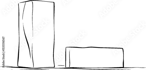 Architectural line art illustration of piloti column and structures for design and art projects