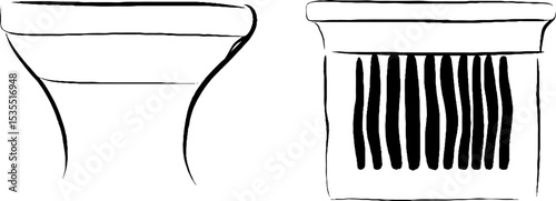 Minimalist line art illustration of recessed and base designs for creative projects